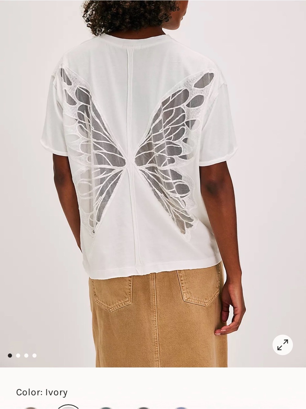 Trixie Fix Free People NEW white  Short Sleeve Top with Sheer 🦋